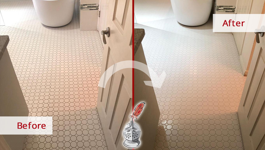 Bathroom Grout Lines Before and After Our Grout Sealing Service in Austin, TX